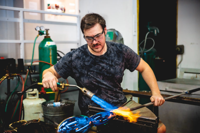 Reid Ferguson in the Glass Studio at Harbourfront Centre