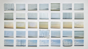 Sandra Bacchi, Seeking Nowhere, kiln-formed glass, photographic decal, 2020. 37 x 65 x 4"