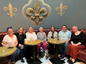 GSOI members meetup after a stained glass walking tour.
