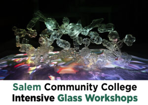 a group of glass objects with the text Salem Community College Intensive Glass Workshops