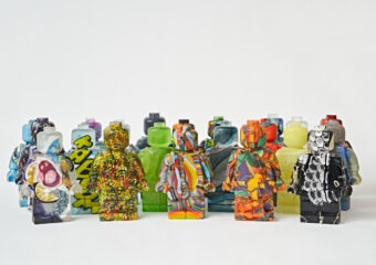 a group of colorful cast glass figurines