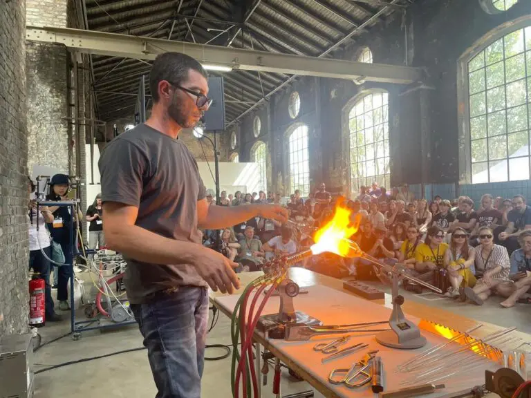 Simone Crestani demonstrating at the torch.